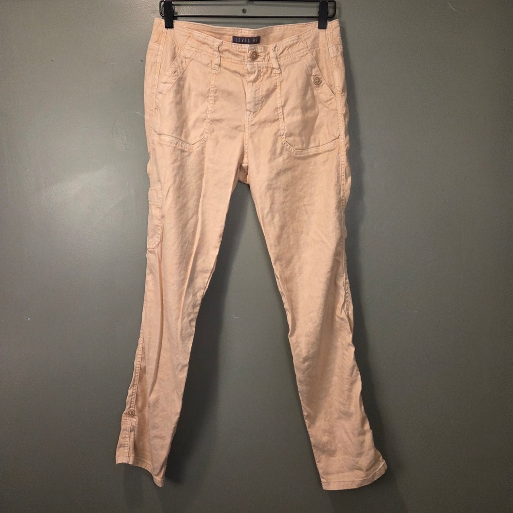 Level 99 Women's Linen Tencel Blend Pants Size 28 Peach, Style NL2B94